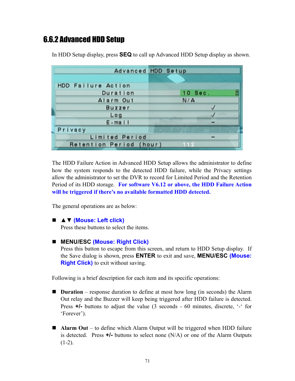2 advanced hdd setup | I.R.I.S. 808 Digital Video Recorder User Manual | Page 71 / 147