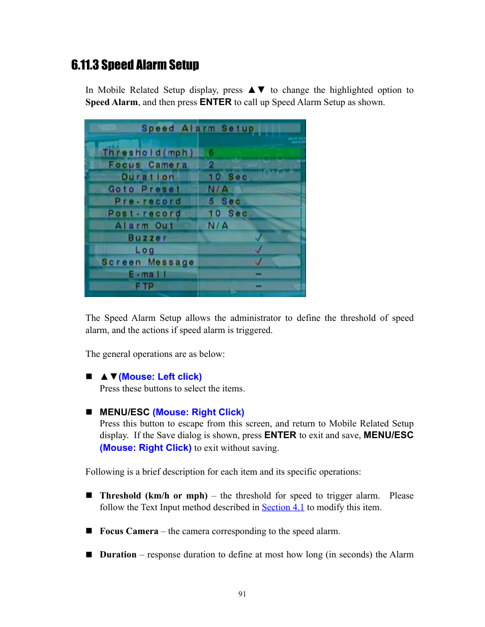3 speed alarm setup, Section 6.11.3 | I.R.I.S. 808 Digital Video Recorder User Manual | Page 91 / 147