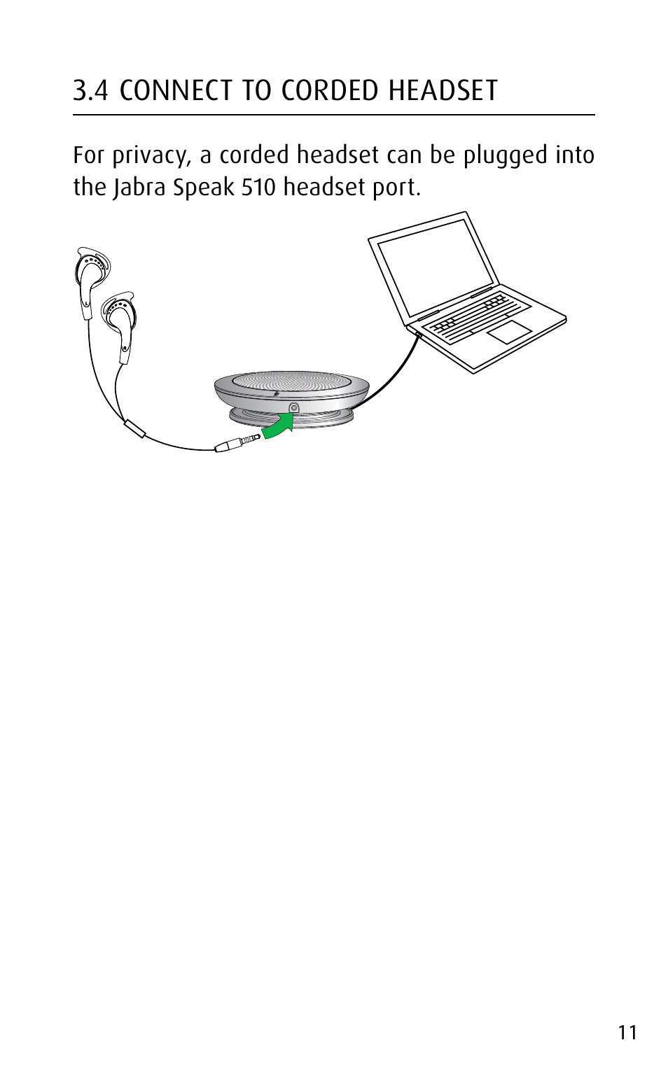 4 connect to corded headset, English | Jabra speak 510 User Manual | Page 11 / 22