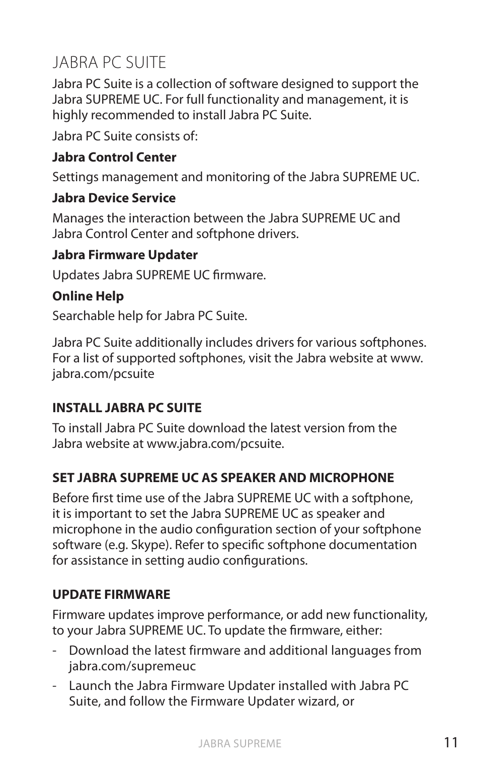 English, Jabra pc suite | Jabra SUPREME UC User Manual | Page 12 / 18