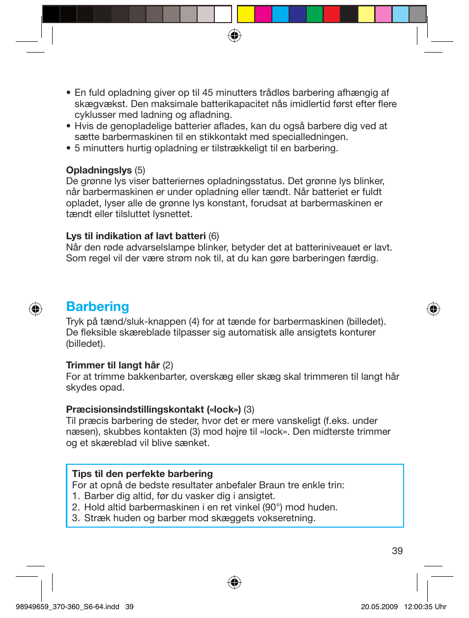 Barbering | Braun 370 User Manual | Page 38 / 61