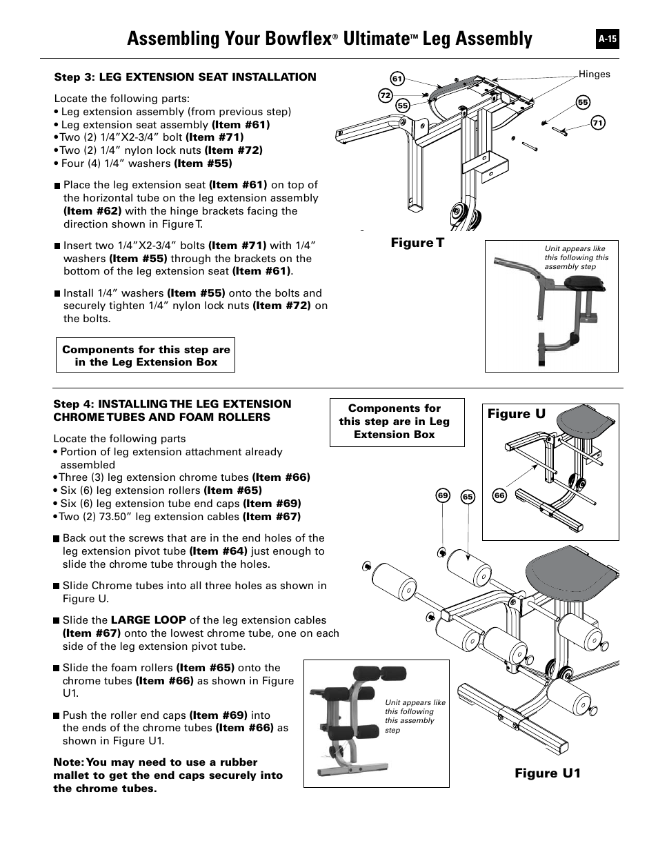 Assembling your bowflex, Ultimate, Leg assembly | Bowflex Ultimate User Manual | Page 103 / 110