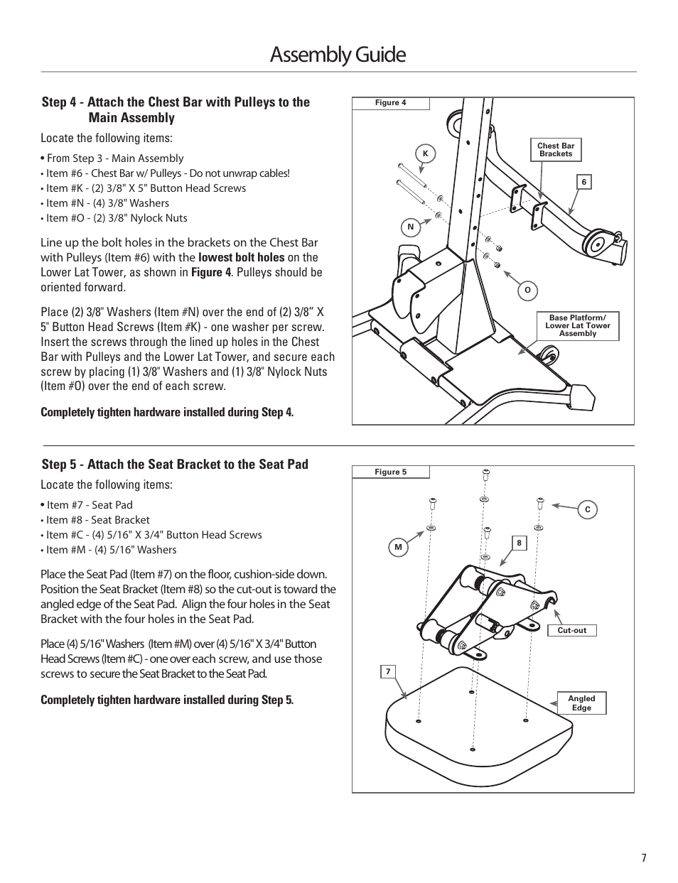 Assembly guide, Step 5 - attach the seat bracket to the seat pad | Bowflex Sport Home Gym User Manual | Page 9 / 24