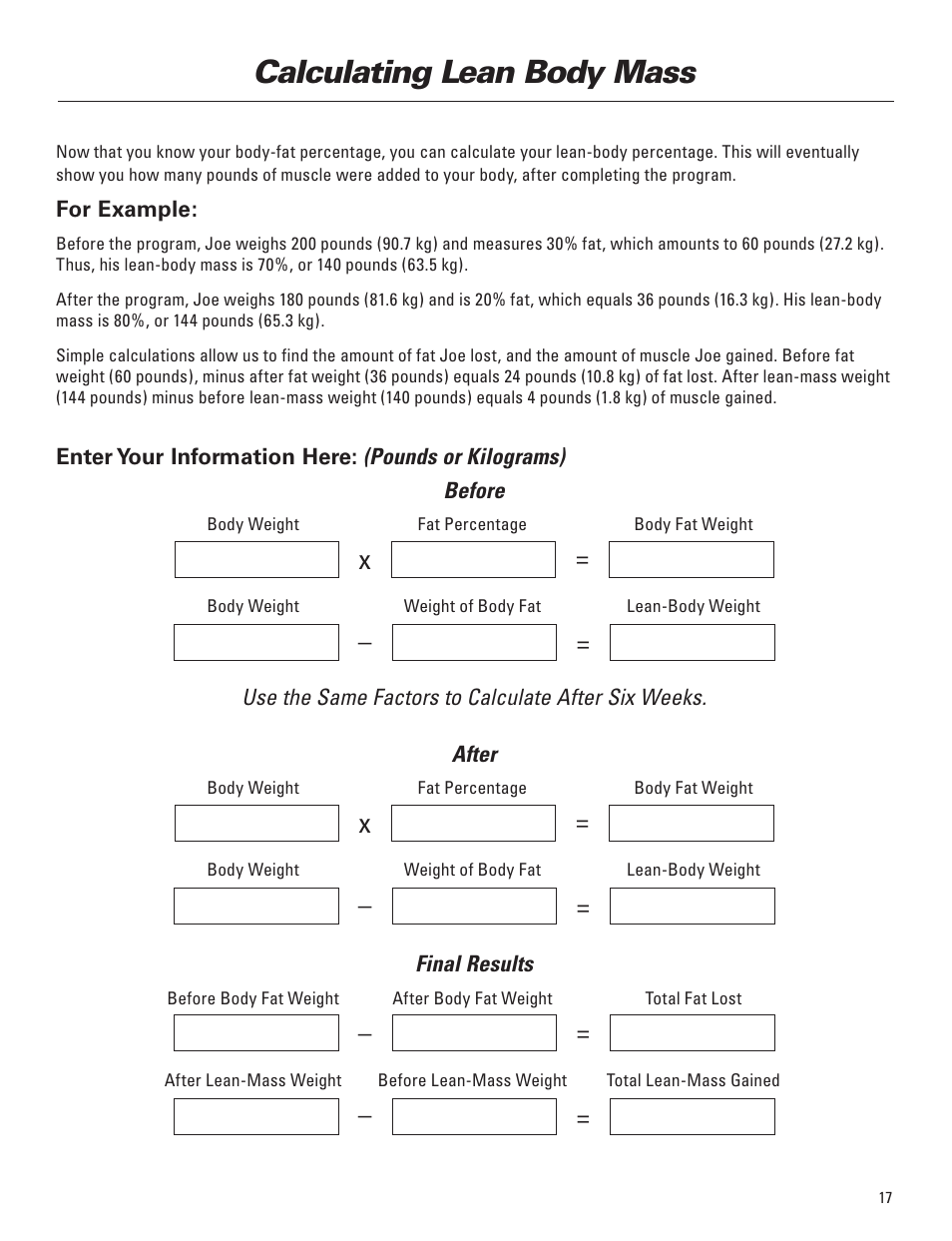 Calculating lean body mass | Bowflex Elite™ Plus home gym User Manual | Page 41 / 94