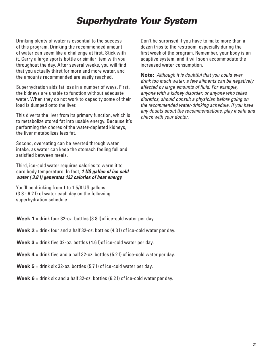 Superhydrate your system | Bowflex Elite™ Plus home gym User Manual | Page 45 / 94