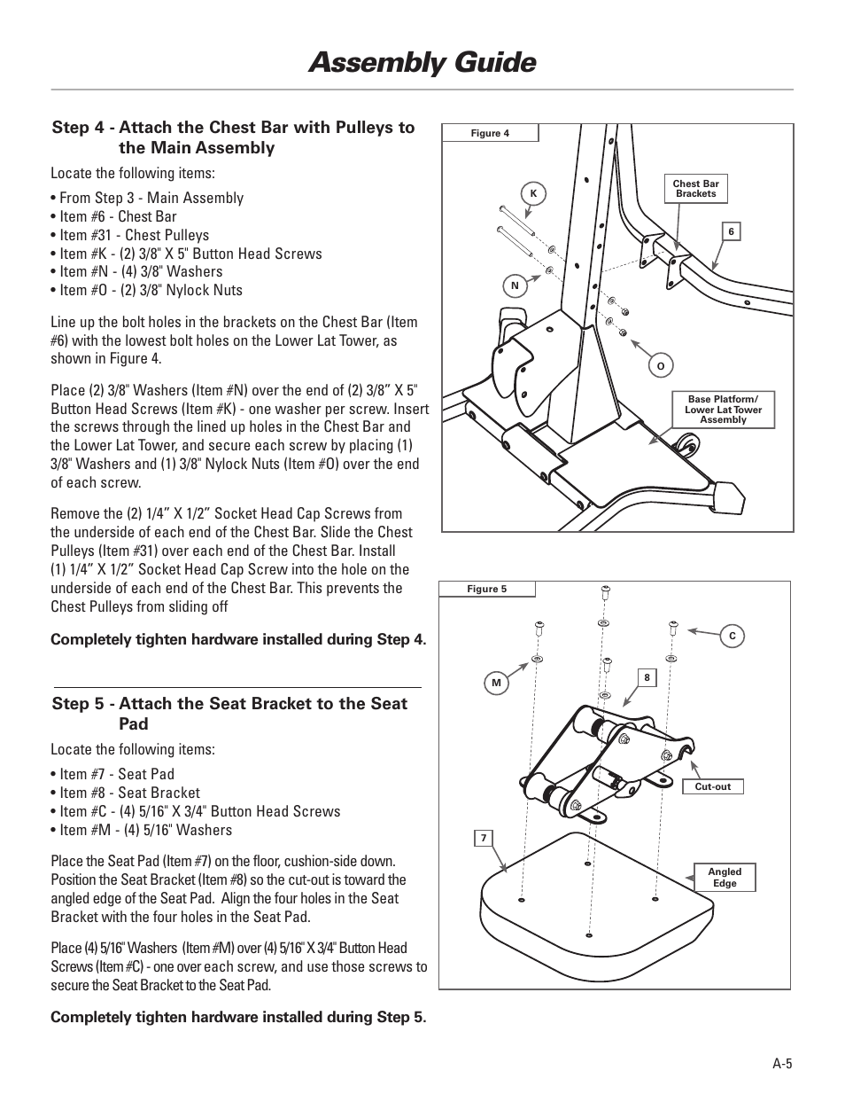Assembly guide, Step 5 - attach the seat bracket to the seat pad | Bowflex Elite™ Plus home gym User Manual | Page 7 / 94