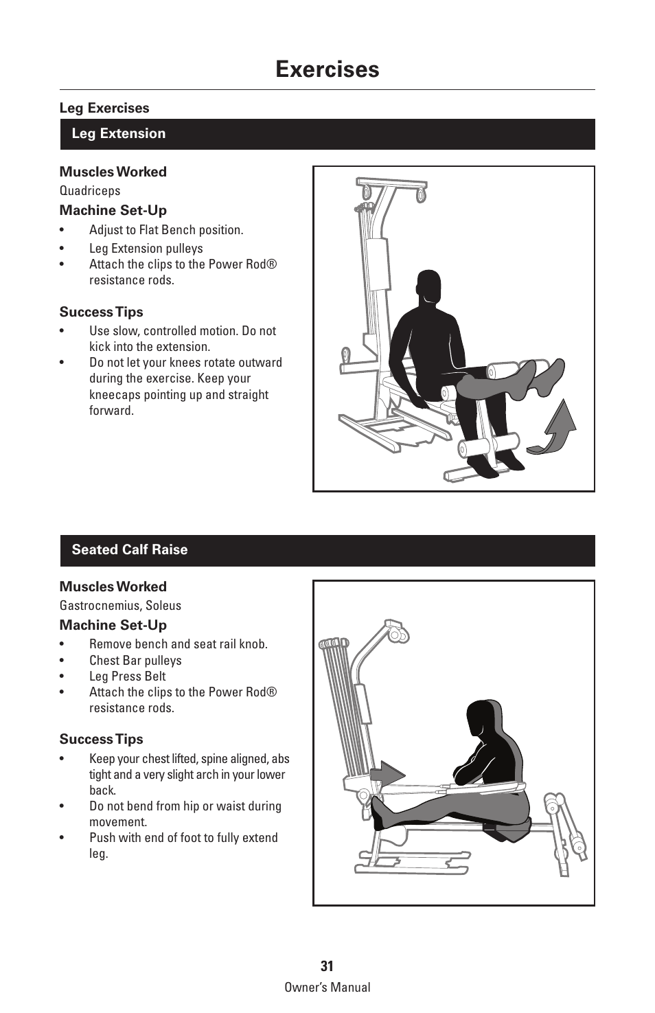 Exercises | Bowflex Classic Home Gym User Manual | Page 31 / 36