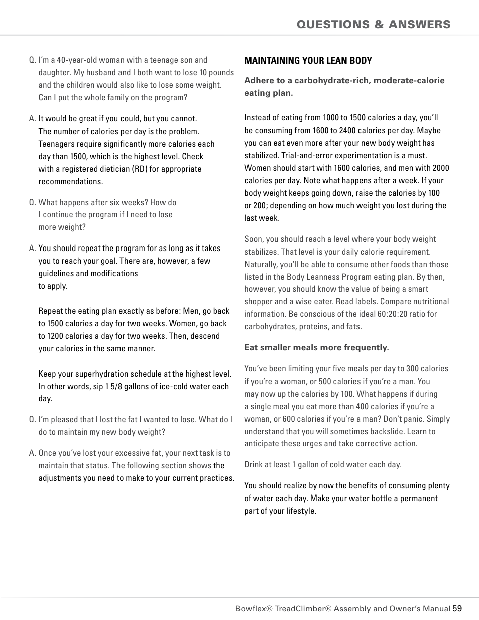 Questions & answers | Bowflex TC5300 User Manual | Page 63 / 76