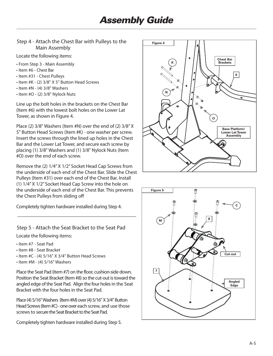 Assembly guide, Step 5 - attach the seat bracket to the seat pad | Bowflex Elite™ home gym User Manual | Page 7 / 92