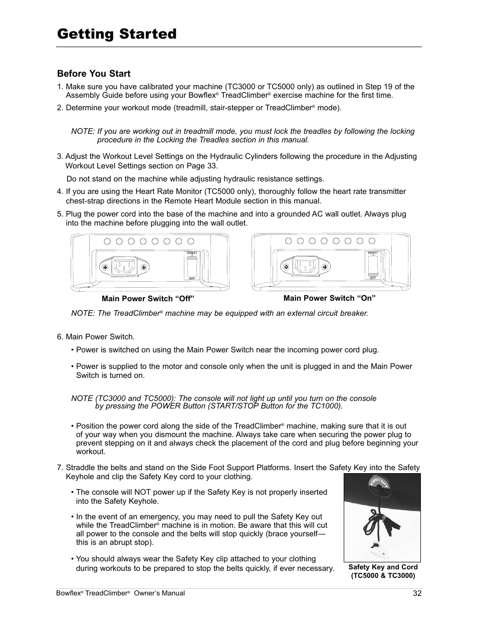 Getting started, Before you start | Bowflex TreadClimber TC5000 User Manual | Page 35 / 69