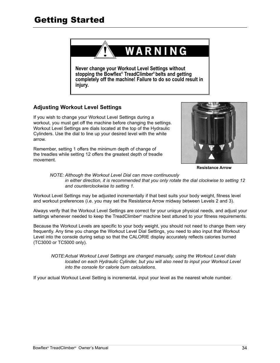 Getting started | Bowflex TreadClimber TC5000 User Manual | Page 37 / 69