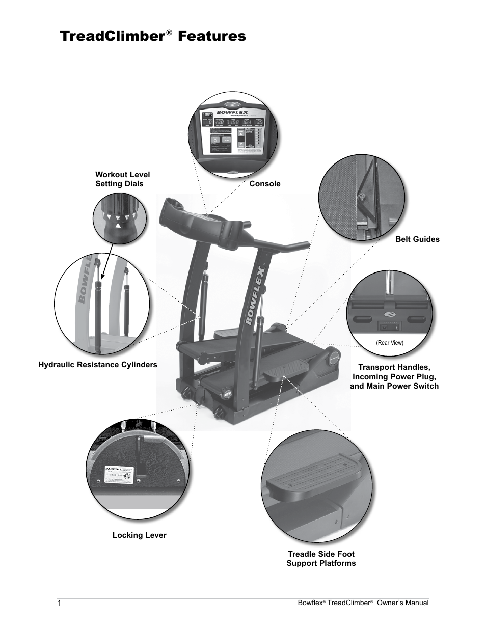 Treadclimber, Features | Bowflex TreadClimber TC5000 User Manual | Page 4 / 69