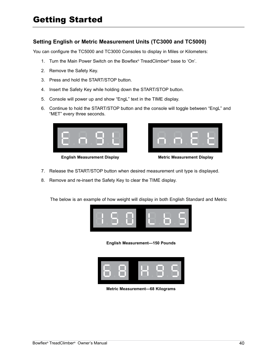 Getting started | Bowflex TreadClimber TC5000 User Manual | Page 43 / 69