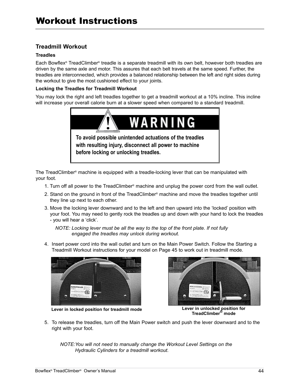 Workout instructions | Bowflex TreadClimber TC5000 User Manual | Page 47 / 69