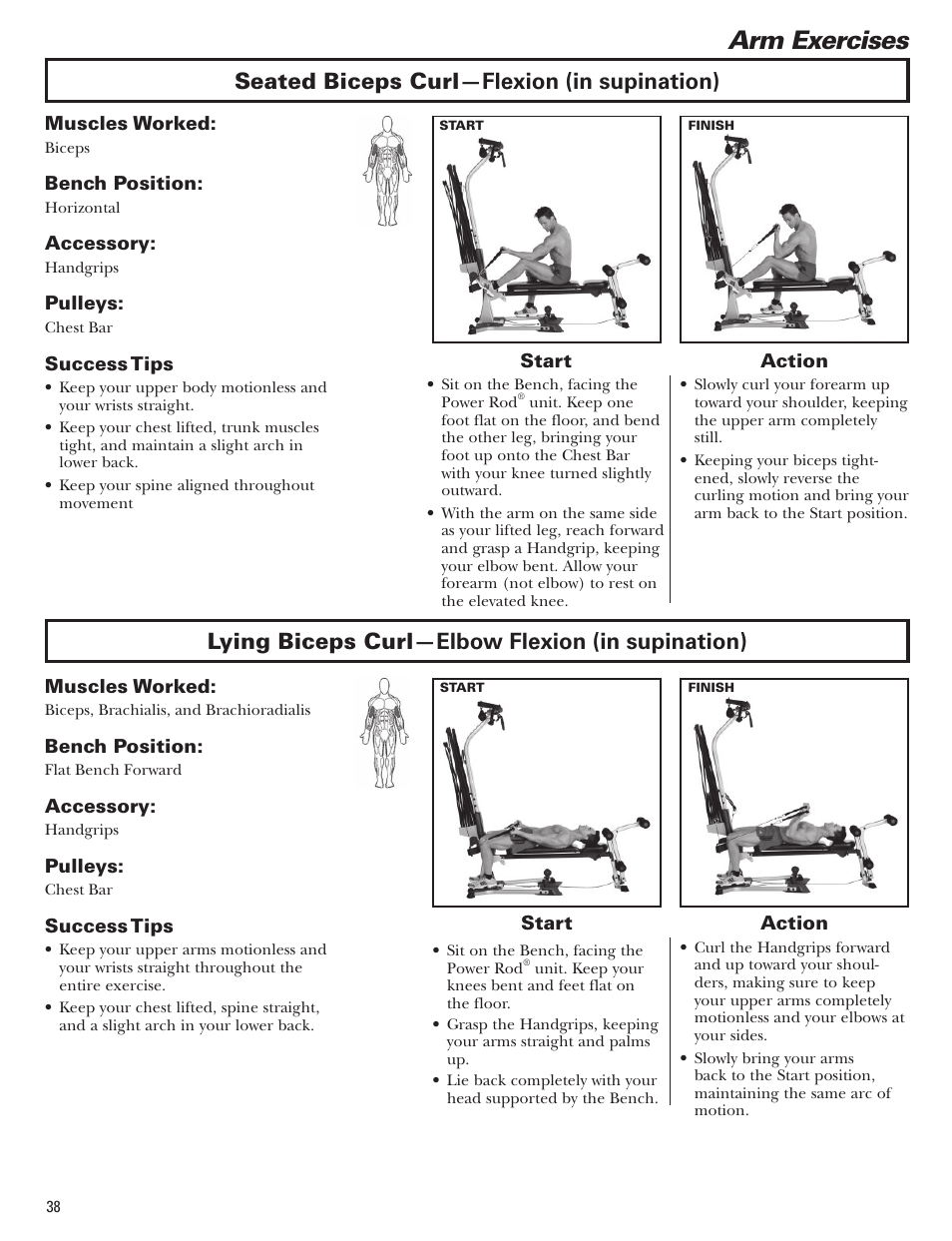 Arm exercises | Bowflex Blaze Home Gym User Manual | Page 38 / 80