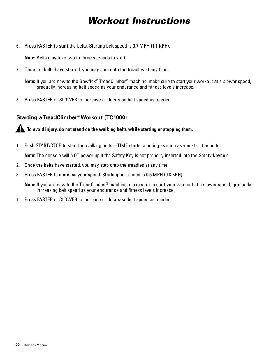 Workout instructions | Bowflex TreadClimber 5000 User Manual | Page 26 / 44