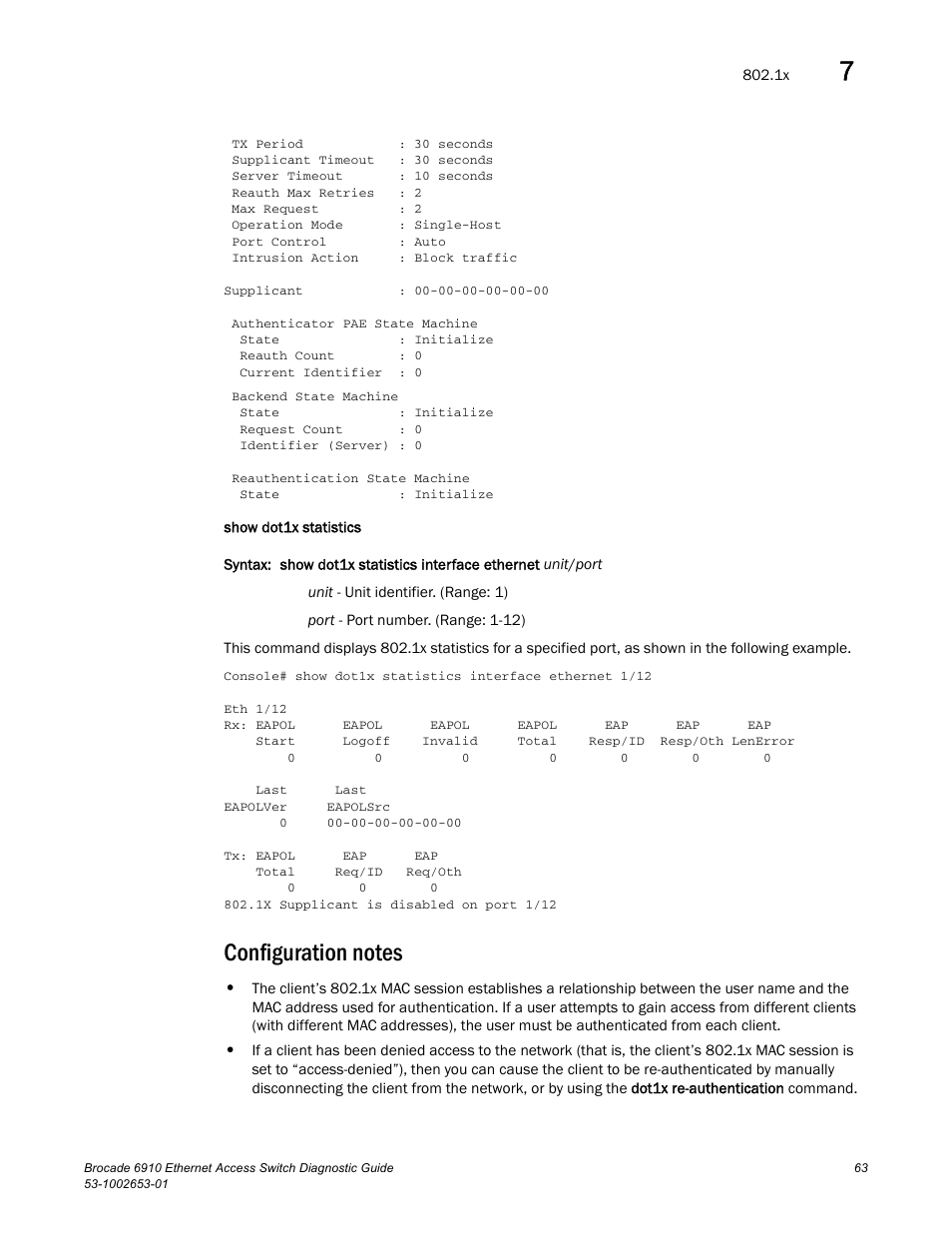 Configuration notes, Draft: brocade confidential | Brocade 6910 Ethernet Access Switch Diagnostic Guide (Supporting R2.2.0.0) User Manual | Page 73 / 88