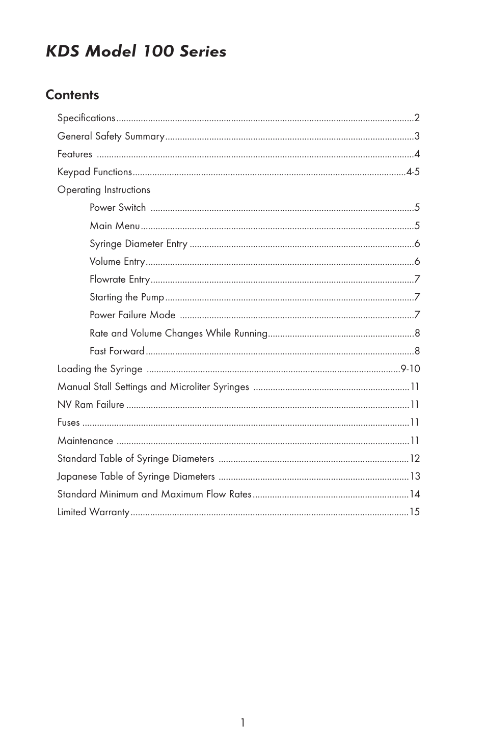 KD Scientific 100 Series User Manual | Page 3 / 18