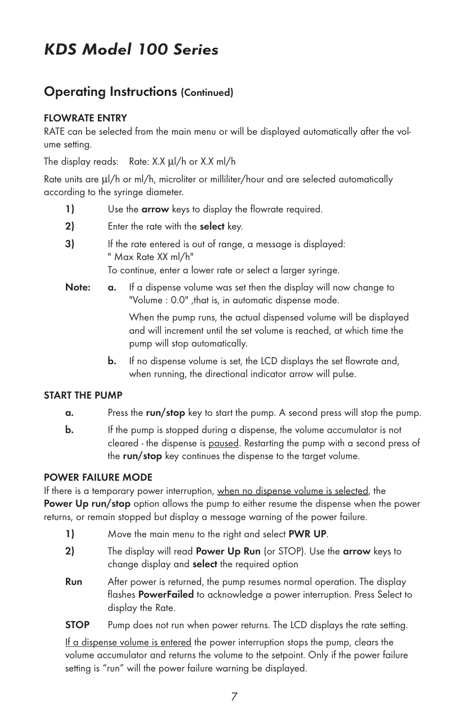 Kds model 100 series, Operating instructions | KD Scientific 100 Series User Manual | Page 9 / 18