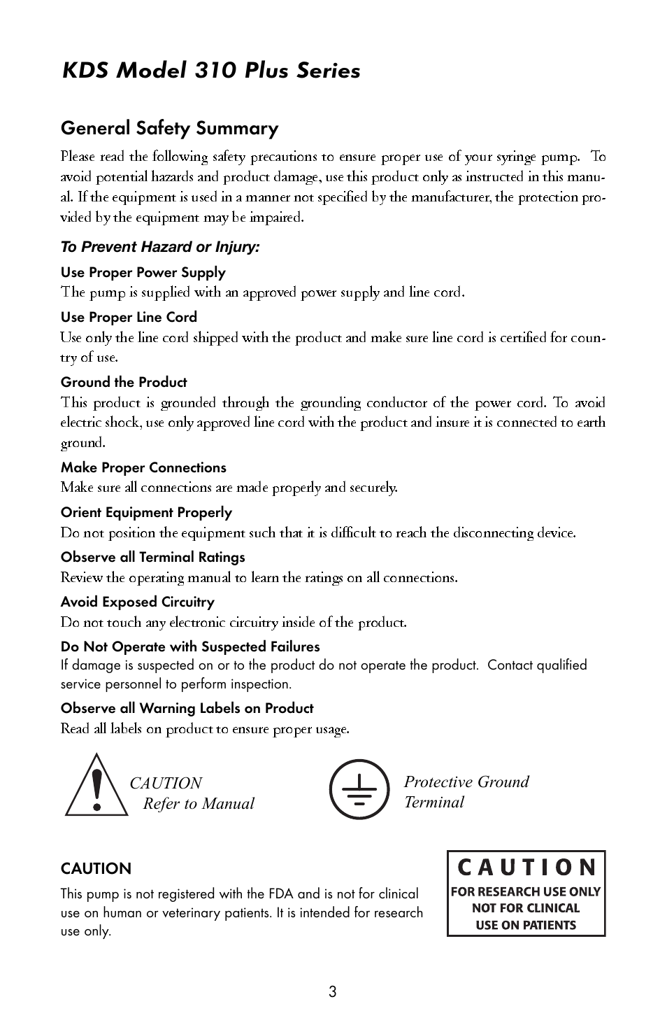 Kds model 310 plus series, Read all labels on product to ensure proper usage | KD Scientific 310 User Manual | Page 5 / 14