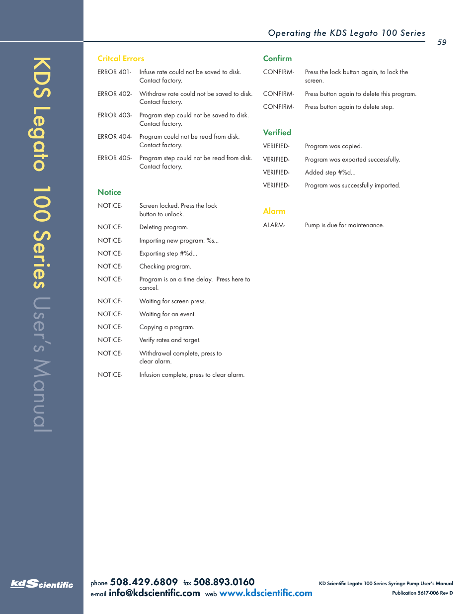 KD Scientific Legato 100 Series User Manual | Page 59 / 71