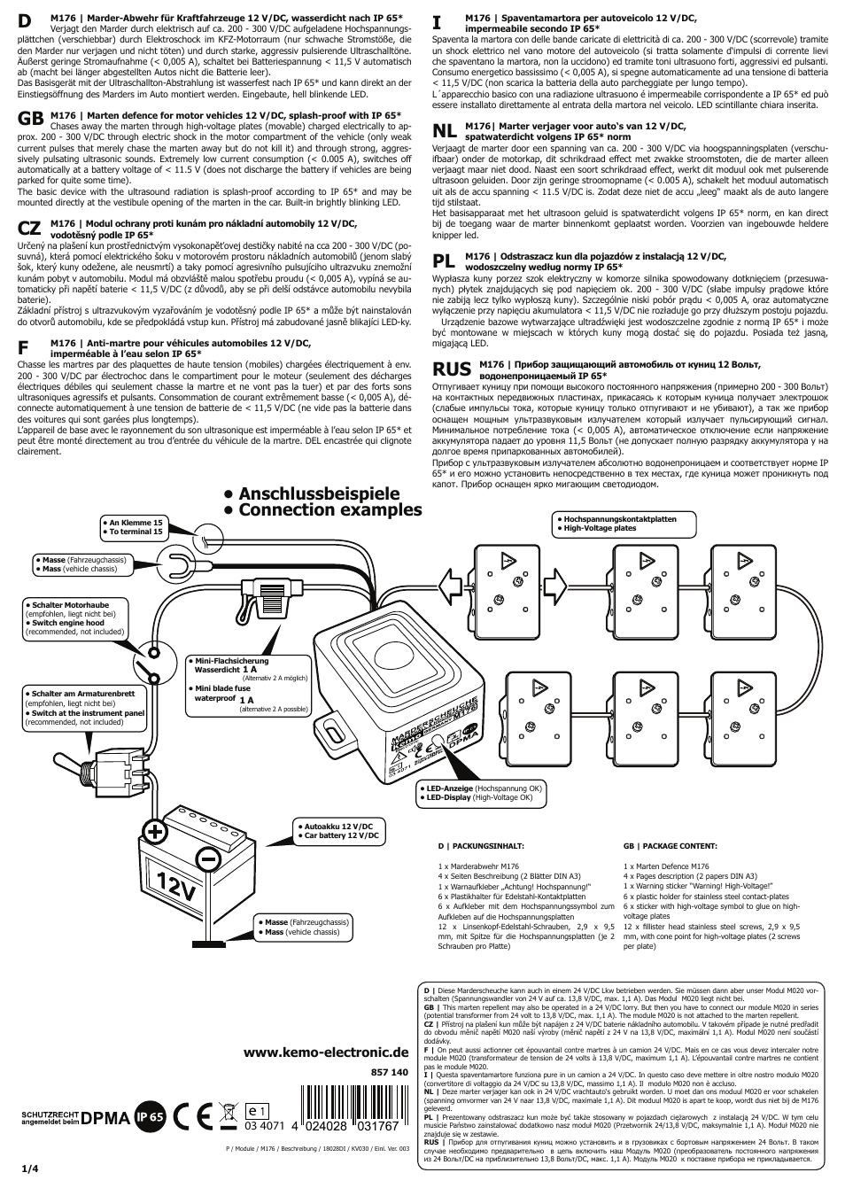 Kemo Electronic M176 User Manual | 4 pages