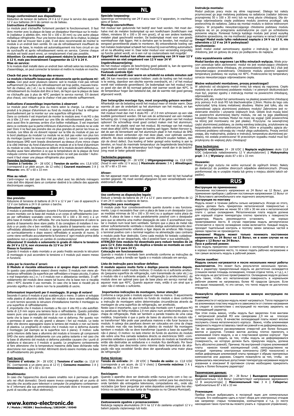 Pl p rus i nl f | Kemo Electronic M038N User Manual | Page 2 / 2