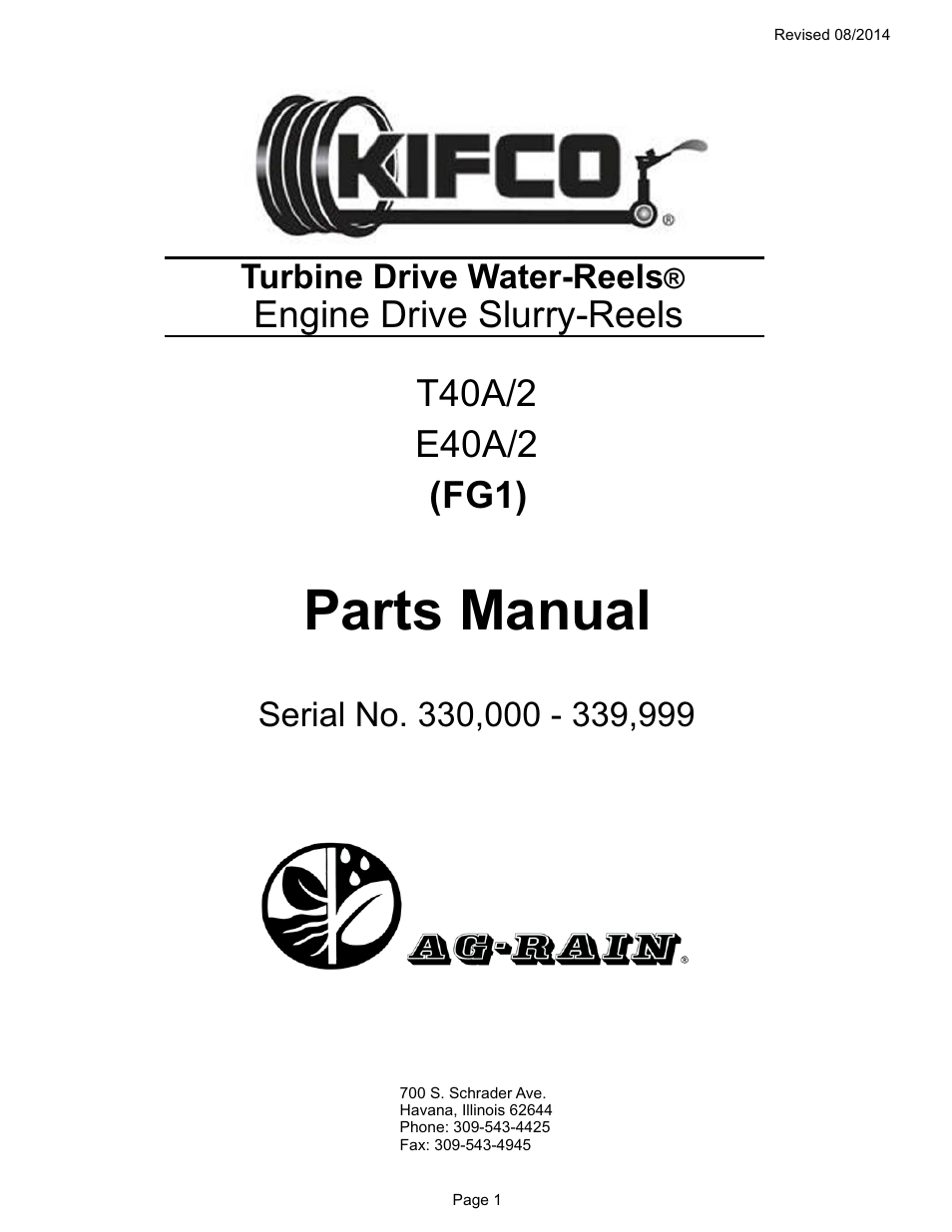 Kifco T40x1320 330,000 - 339,999 Parts Manual User Manual | 30 pages