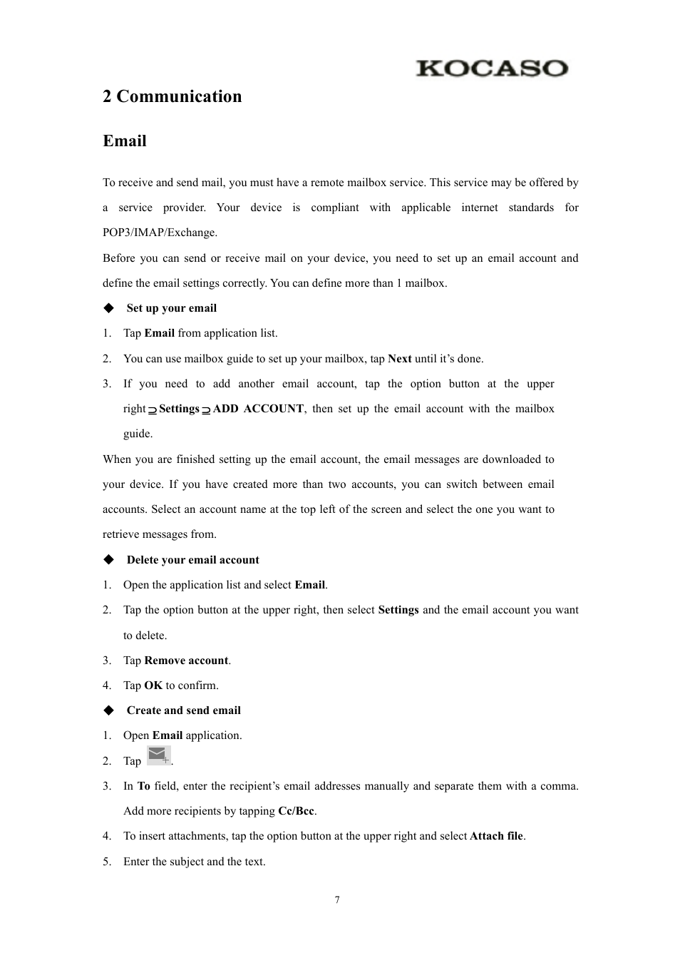 2communication, Email, 2 communication | KOCASO Kmini User Manual | Page 9 / 22