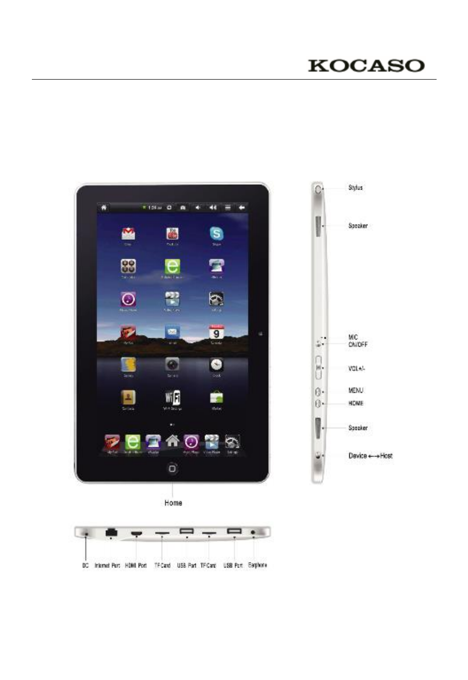 Tablet parts | KOCASO M1052 User Manual | Page 3 / 21