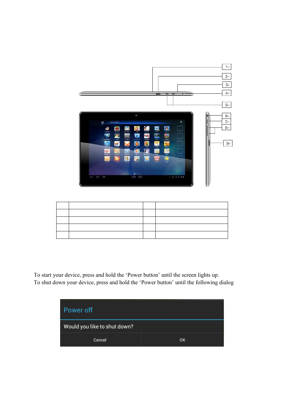 0 product basics, 1 buttons and connections, 2 start up and shut down | KOCASO M1070 User Manual | Page 3 / 14