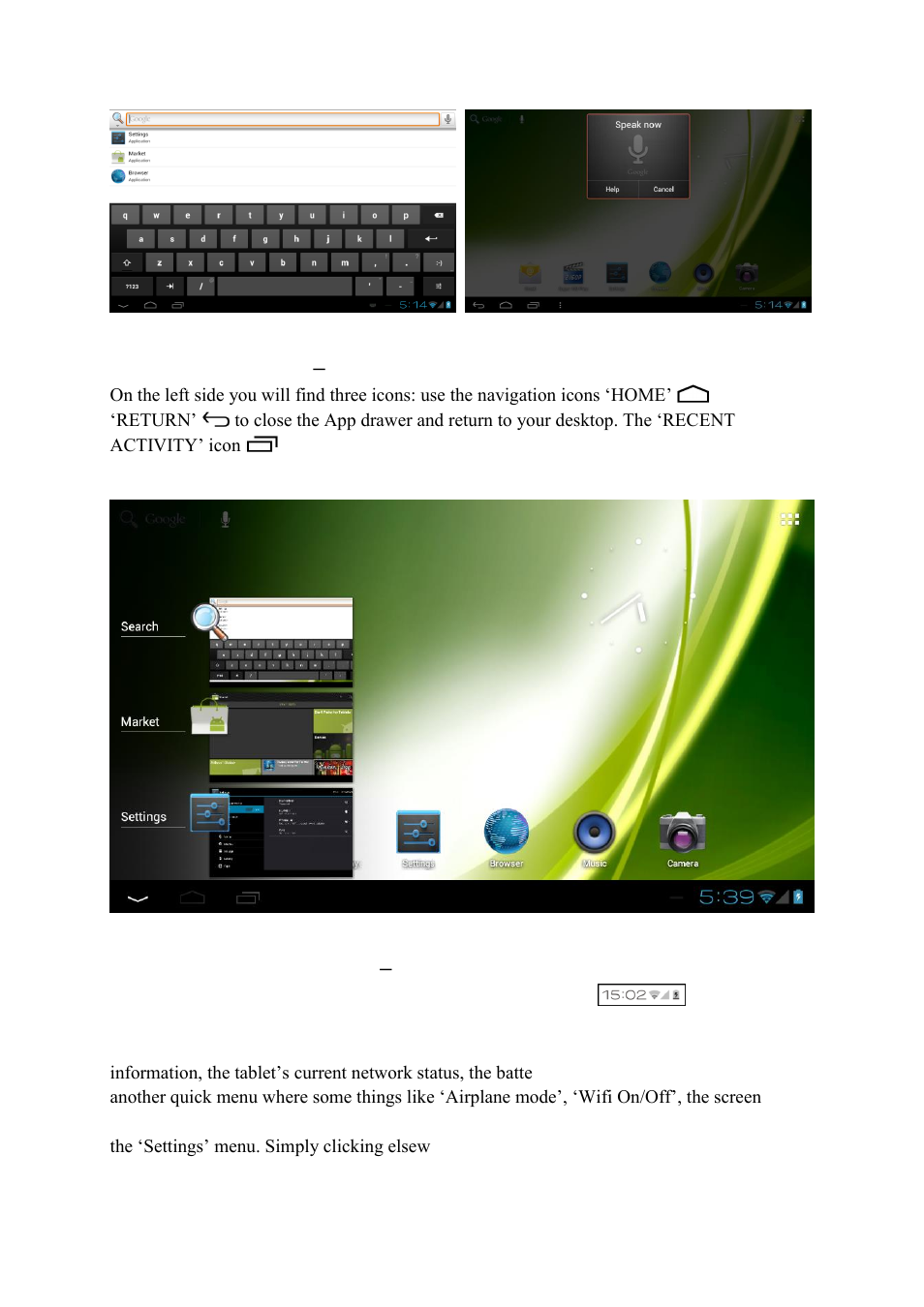 4 navigation icons – bottom left of the screen | KOCASO M1070 User Manual | Page 6 / 14