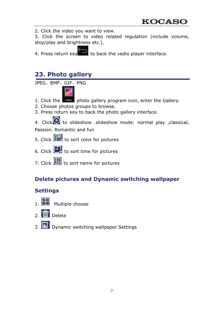 Photo gallery | KOCASO M750 User Manual | Page 26 / 36