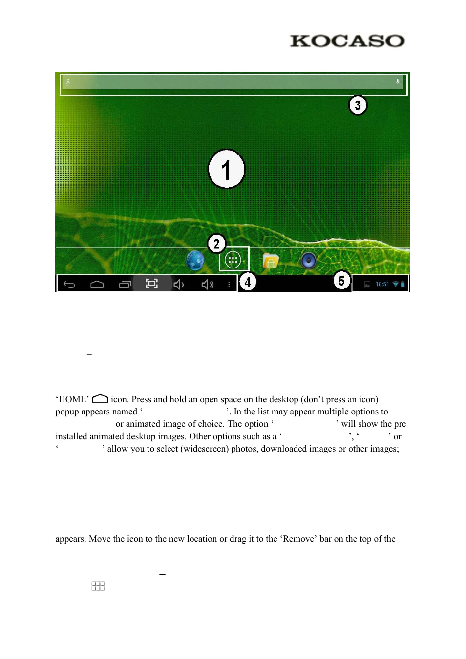 2 introduction to google android 4.2, 1 the desktop, 2 the app drawer – right top corner | KOCASO M770 User Manual | Page 4 / 14