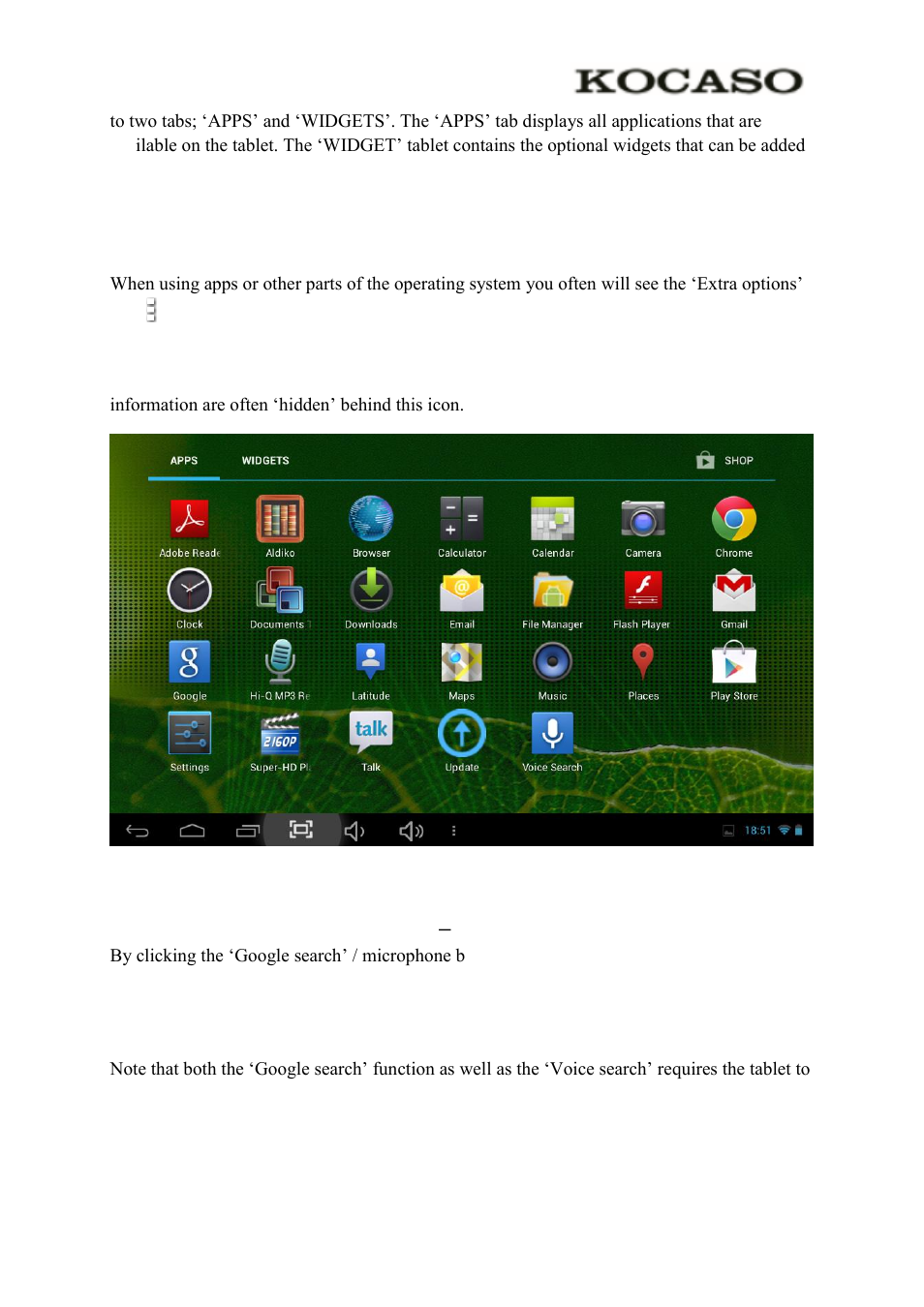 3 google search / voice search – left top corner | KOCASO M770 User Manual | Page 5 / 14