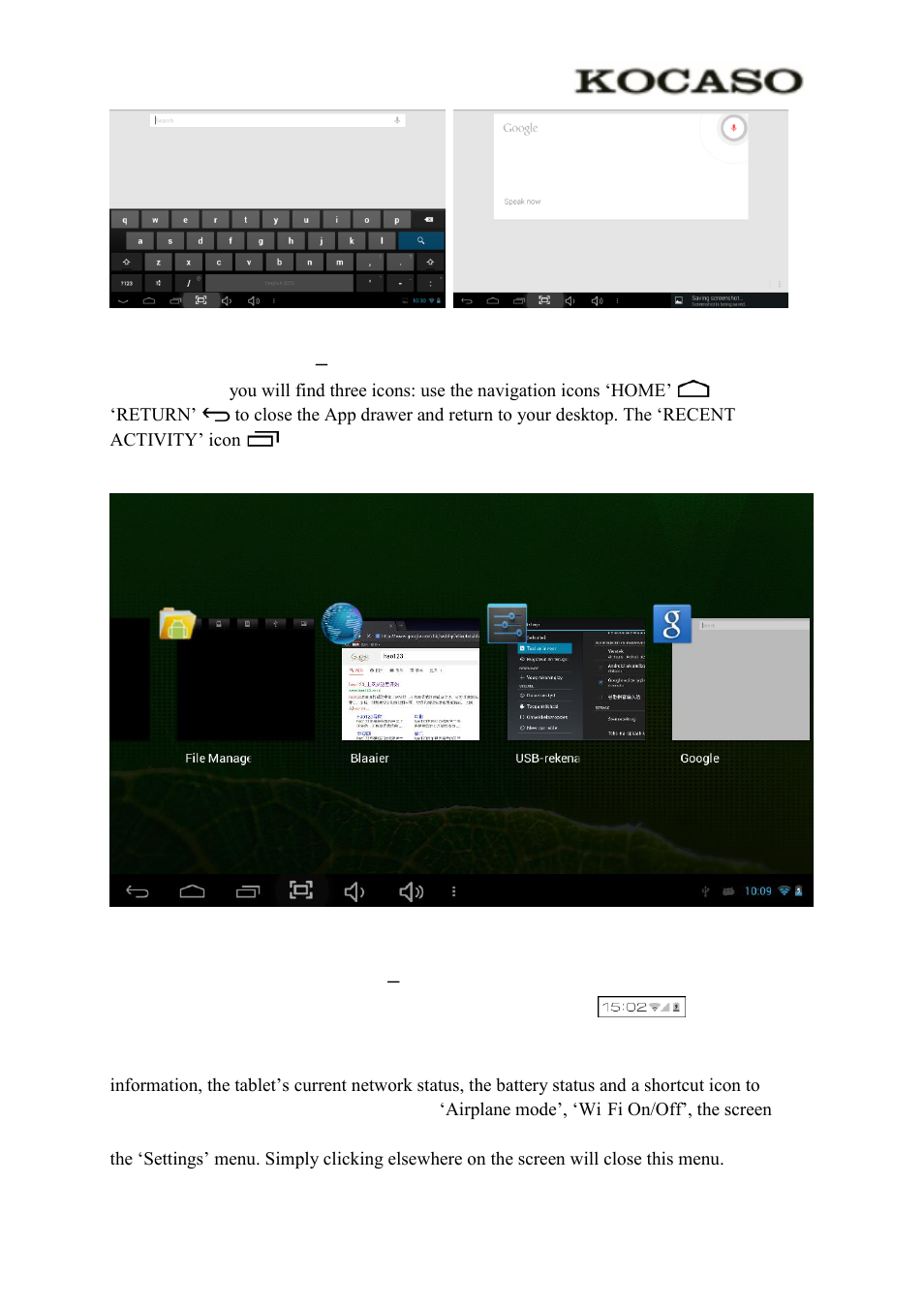 4 navigation icons – bottom left of the screen | KOCASO M770 User Manual | Page 6 / 14