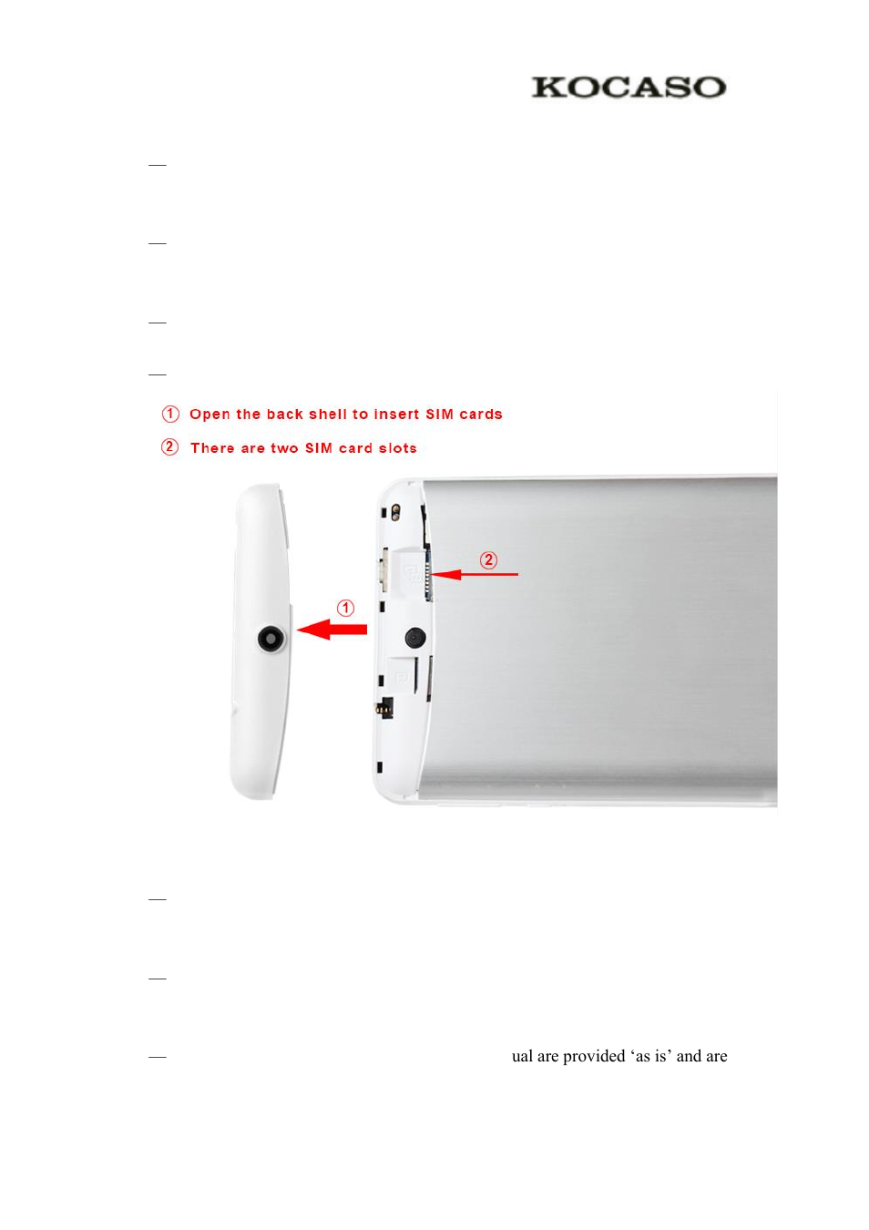 General notices for use, Disclaimer | KOCASO M776 User Manual | Page 3 / 69