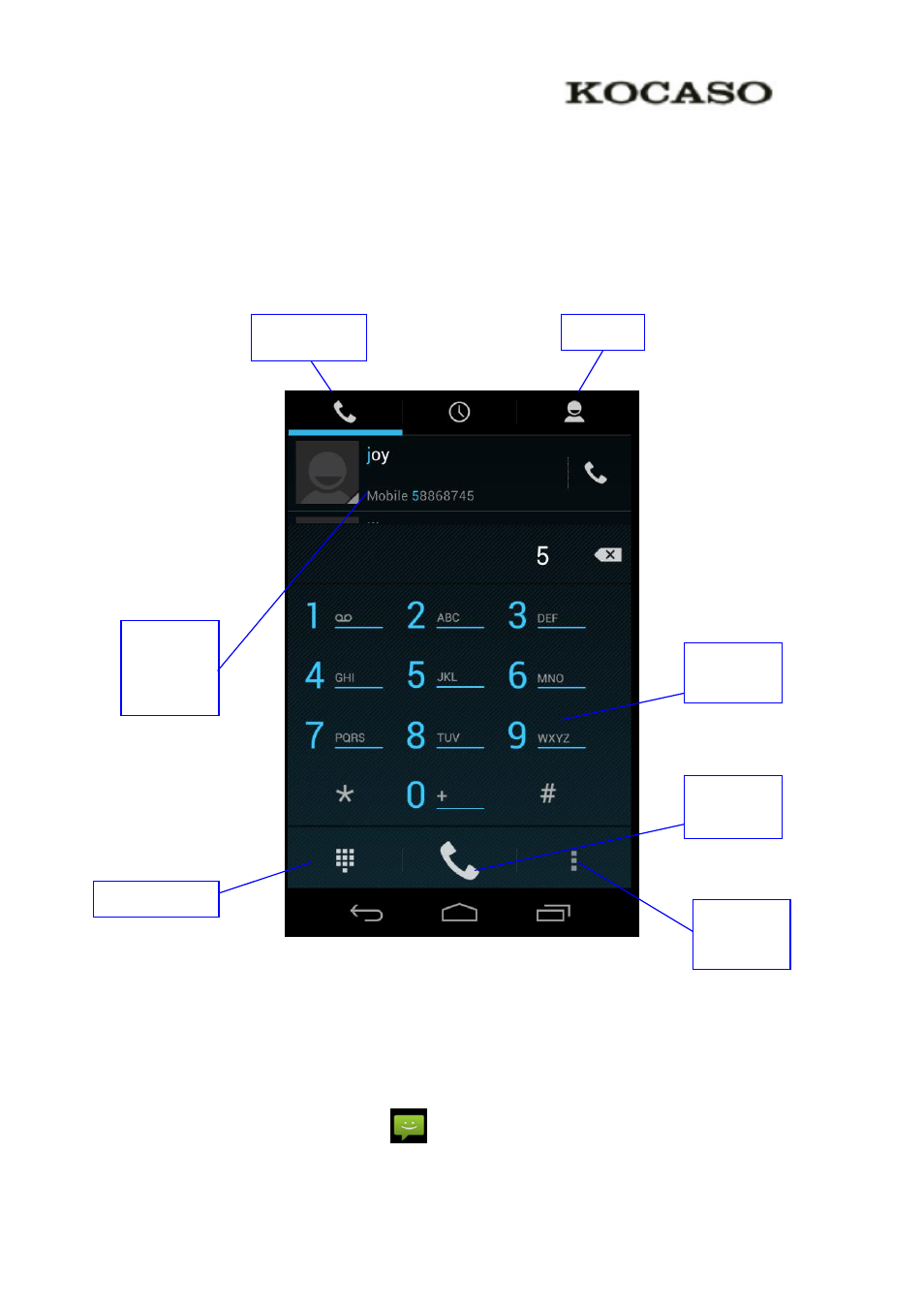 5 communication function, 1 phone, 2 text message | KOCASO M776H User Manual | Page 56 / 69