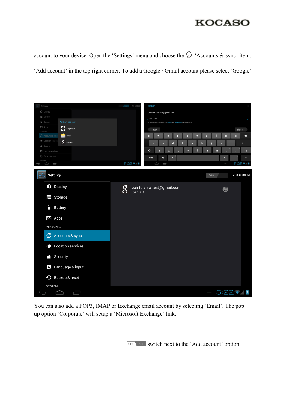 4 add an account | KOCASO M870 User Manual | Page 8 / 14