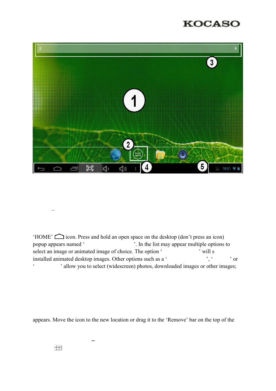 2 introduction to google android 4.2, 1 the desktop, 2 the app drawer – right top corner | KOCASO M9200 User Manual | Page 4 / 13