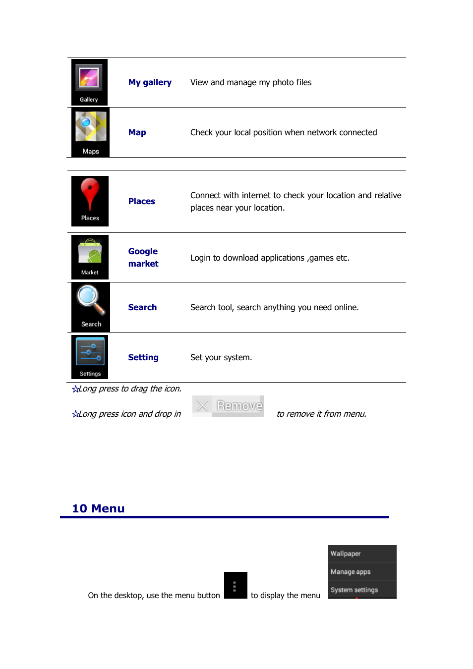 Desk meue functions, 10 menu | KOCASO NB1016 User Manual | Page 10 / 27