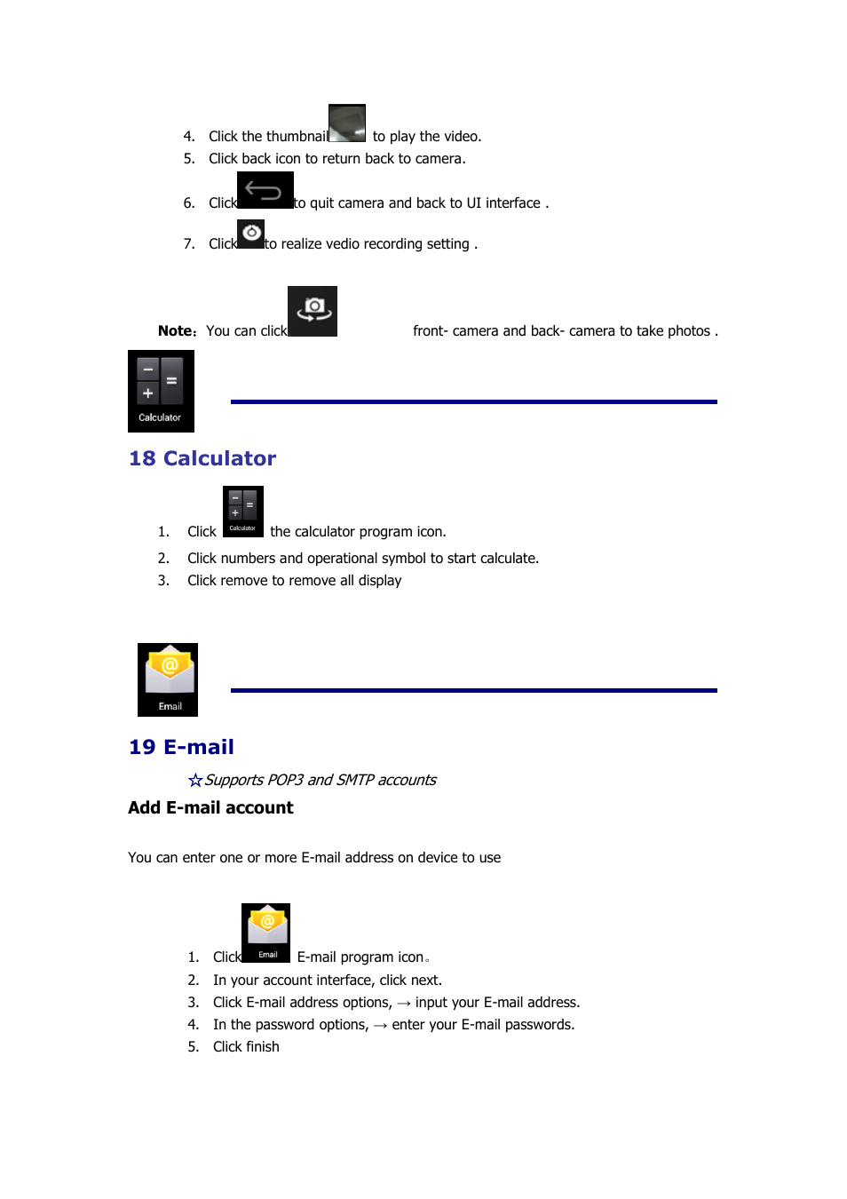 Calculator 19. e-mail, 18 calculator, 19 e-mail | KOCASO NB1016 User Manual | Page 17 / 27