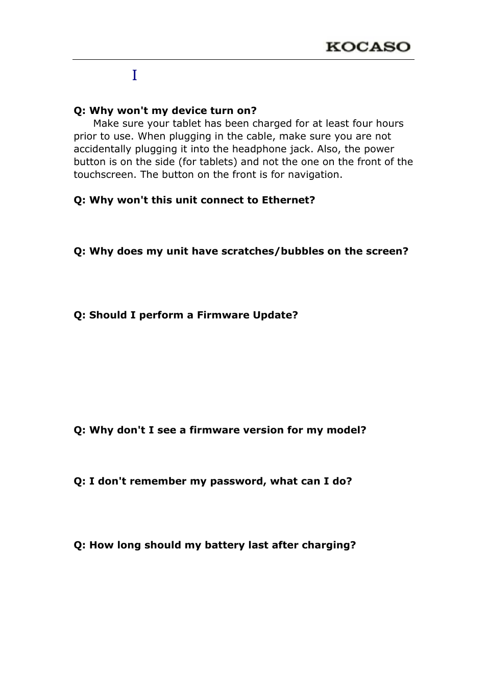 Appendix Ⅰ frequently asked questions | KOCASO NB1400A User Manual | Page 34 / 35