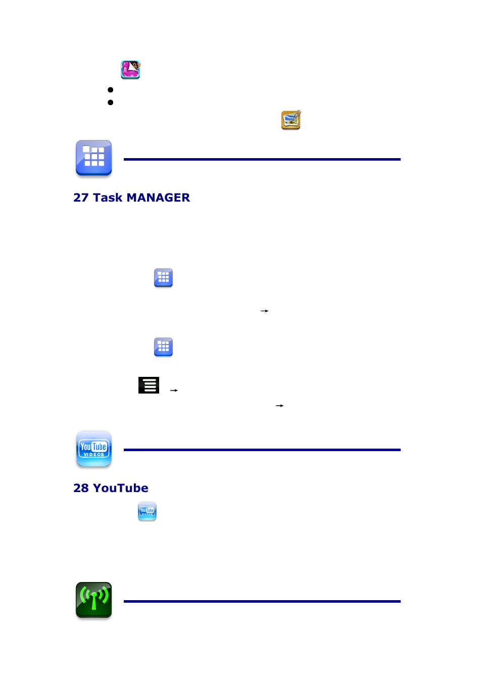 27task manager, Stopping applications, Uninstall applications | 28 youtube, 27 task manager | KOCASO NB716 User Manual | Page 24 / 31