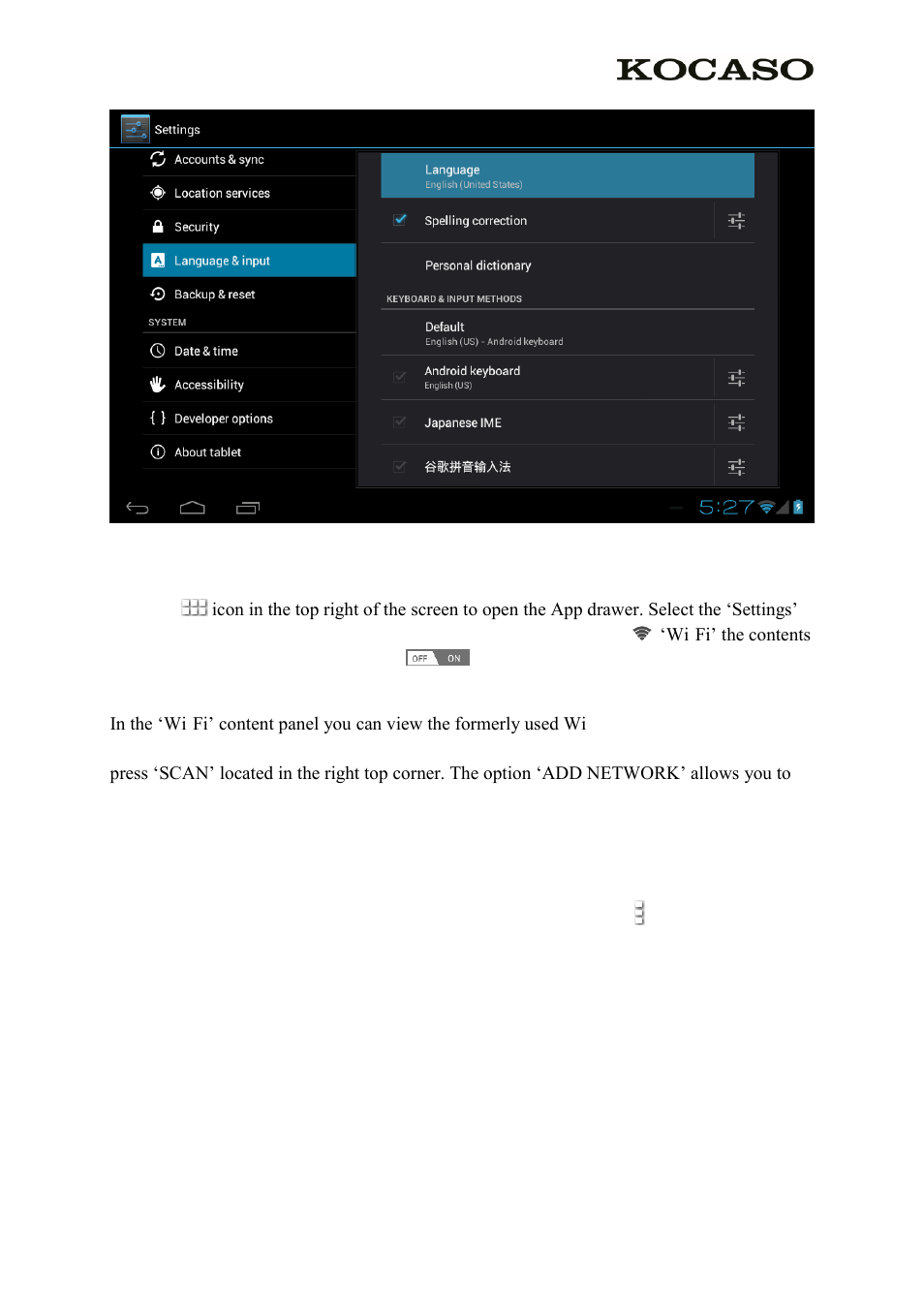 2 wi-fi settings | KOCASO SX9730 User Manual | Page 10 / 15