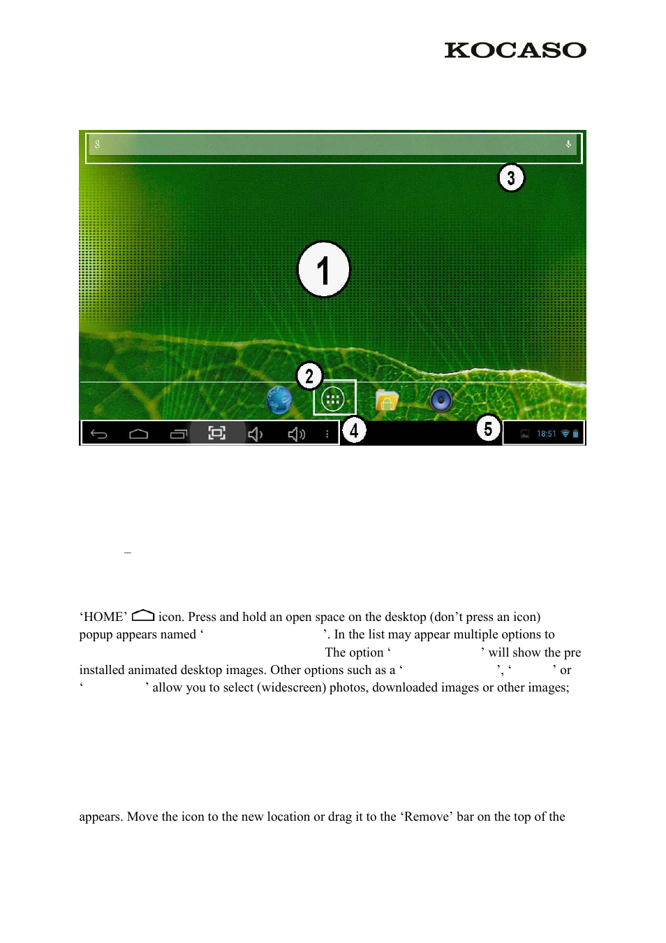 0 introduction to google android 4.2, 1 the desktop | KOCASO SX9730 User Manual | Page 4 / 15