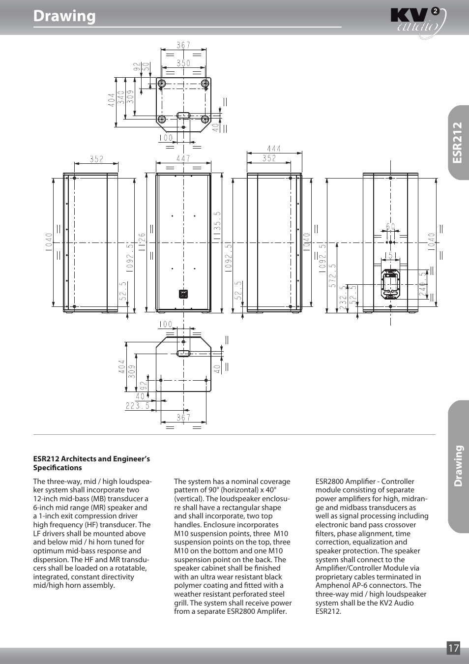 Drawing, Esr212 | KV2 Audio ESR212 User Manual | Page 17 / 20