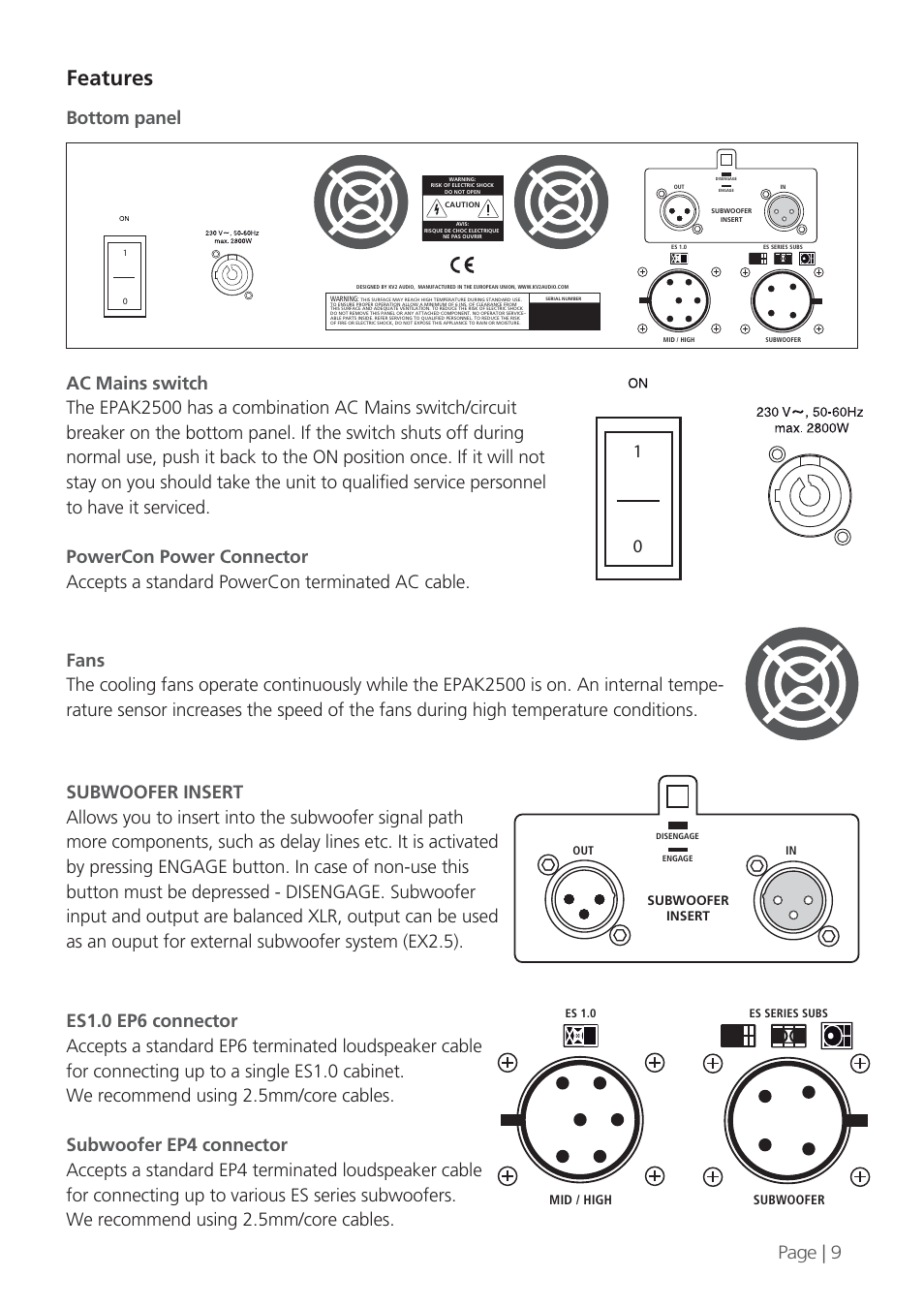 Features | KV2 Audio EPAK2500 User Manual | Page 9 / 16