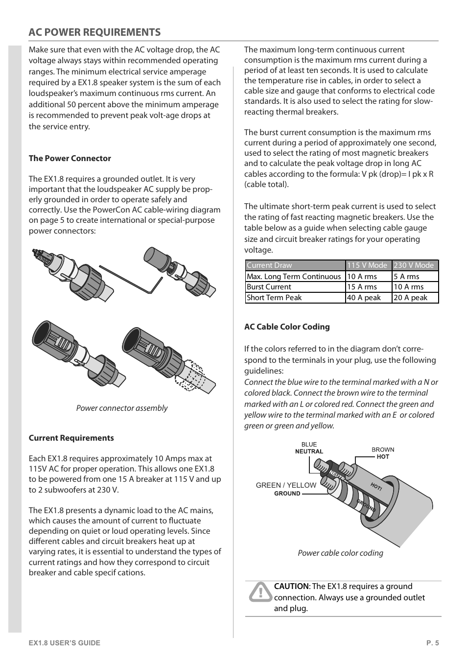 Ac power requirements | KV2 Audio EX1.8 User Manual | Page 5 / 12