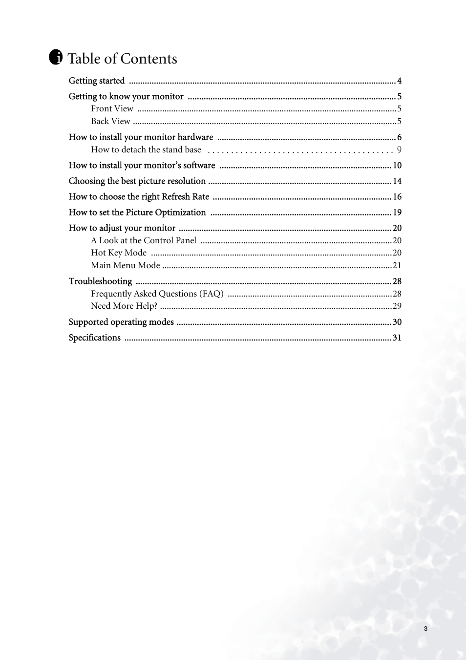 BenQ FP71G+ User Manual | Page 3 / 32